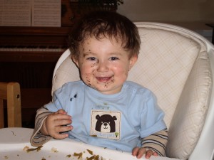 The before hair cute picture.  What a happy boy, especially when he gets green beans and oreos.