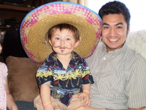 Both my boys with their mexi staches.  This was at Dallin and Derek's mexican luau.